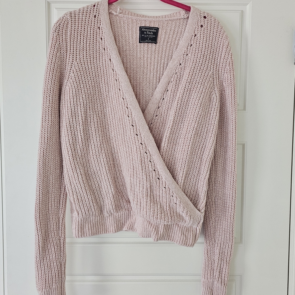 Abercrombie & Fitch Pink V-Neck Wrap Sweater
